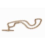 A 9ct gold Albert chain, of curb-link design, with T-bar suspension and swivel clasp, length 35.