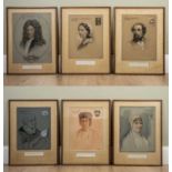 Edward Matthew Hale (1852-1924), six pastel portraits of notable persons consisting of; Elizabeth