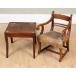 A George III mahogany framed, bar-back child's chair, 36cm wide x 32cm deep x 29cm seat height;