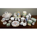 A collection of ceramics to include a Herend Hungary saucer, a small Herend Hungary box, a Dresden