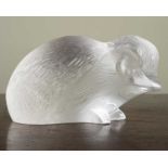 A Lalique glass hedgehog engraved 'Lalique France', 14cm longGood condition