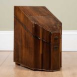 A George III walnut knife box 22cm wide x 30cm deep x 39cm highTwo front feet missing, interior