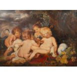 Sigismund Freihan, four cherubs beneath a grapevine, oil on canvas, signed and dated 1905? to the