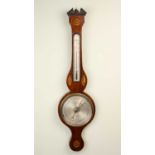 A Georgian mahogany and inlaid barometer by P. Gabalio, with inlayed shell and flower decoration,