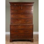 A 19th century mahogany chest on chest or tallboy 112cm wide x 56.5cm deep x 185.5cm highLosses to