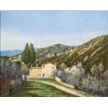 20th Century Italian School, Tuscan landscape, oil on canvas, indistinctly signed lower right,