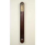 A 19th century mahogany stick barometer, signed 'J. Bird of London', with brass dial, 9.5cm wide,