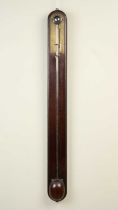 A 19th century mahogany stick barometer, signed 'J. Bird of London', with brass dial, 9.5cm wide,