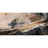 Ralph Gillies-Cole (1915-1994) Bristol Fighter over German trenches, watercolour and gouache, signed