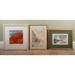 Carole Lander, four women in a landscape, limited edition print, signed to the lower right, framed