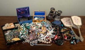 A large collection of costume jewellery to include necklaces, bracelets, earrings, brooches etc;