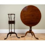 A George III mahogany plant stand with two drawers and turned supports, 53cm wide x 53cm deep x 83cm