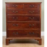 A 19th century mahogany chest of two short over four long drawers, with brass swan neck handles on