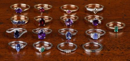 A collection of stone set dress rings, of varied design and modern manufacture, each 9ct gold