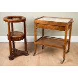 A Victorian mahogany washstand 40cm wide x 80cm high together with an oak tea trolley, 60cm wide x