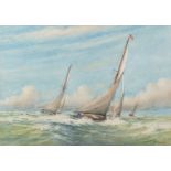 John Millington (1891-1948) Ocean racing on the East coast, watercolour, signed lower right,