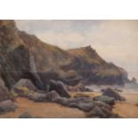 Edgar Thomas Wood (1860-1942), Cornish coastline, watercolour, unframed, 37.5cm x 27cm Provenance:
