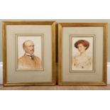 Frank Cadogan Cowper, early 20th century, a pair of portraits, watercolour, signed 'F C C' and dated