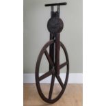 A George III mahogany waywiser by W & S Jones of 135 Holborn, London, 128cm high, the wheel 81cm