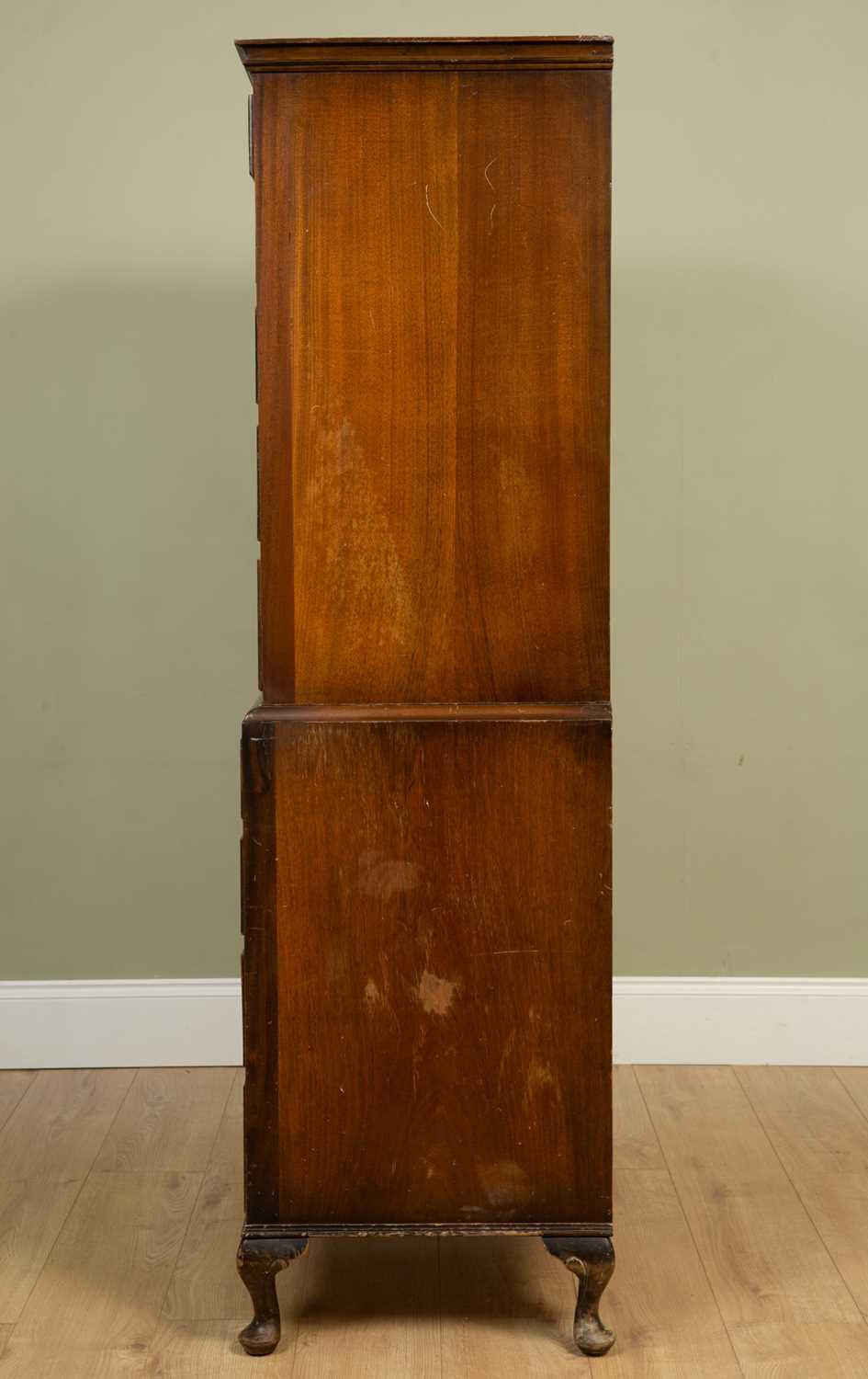 A group of walnut bedroom furniture consisting of a chest on chest in the Georgian style on short - Image 2 of 9