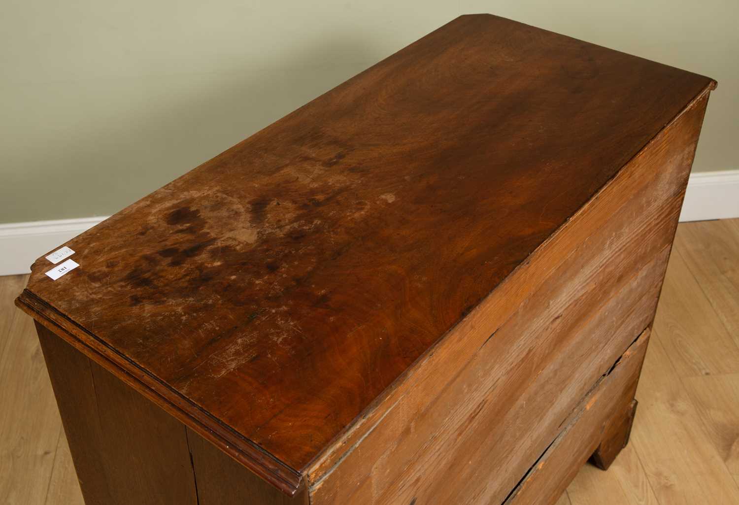 A George III mahogany chest of two short and three long drawers with brass swan neck handles and - Image 6 of 7