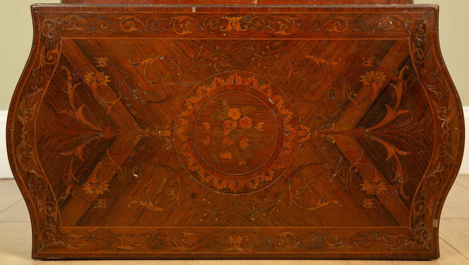 A 19th century continental rosewood and decoratively inlaid bidet stool with floral inlay to the - Image 3 of 5
