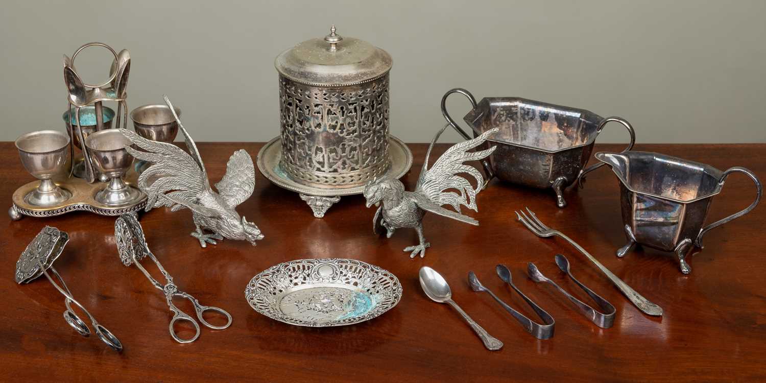 Four sets of silver coffee spoons and items of plate, six silver-handled fish knives and forks, - Image 2 of 2