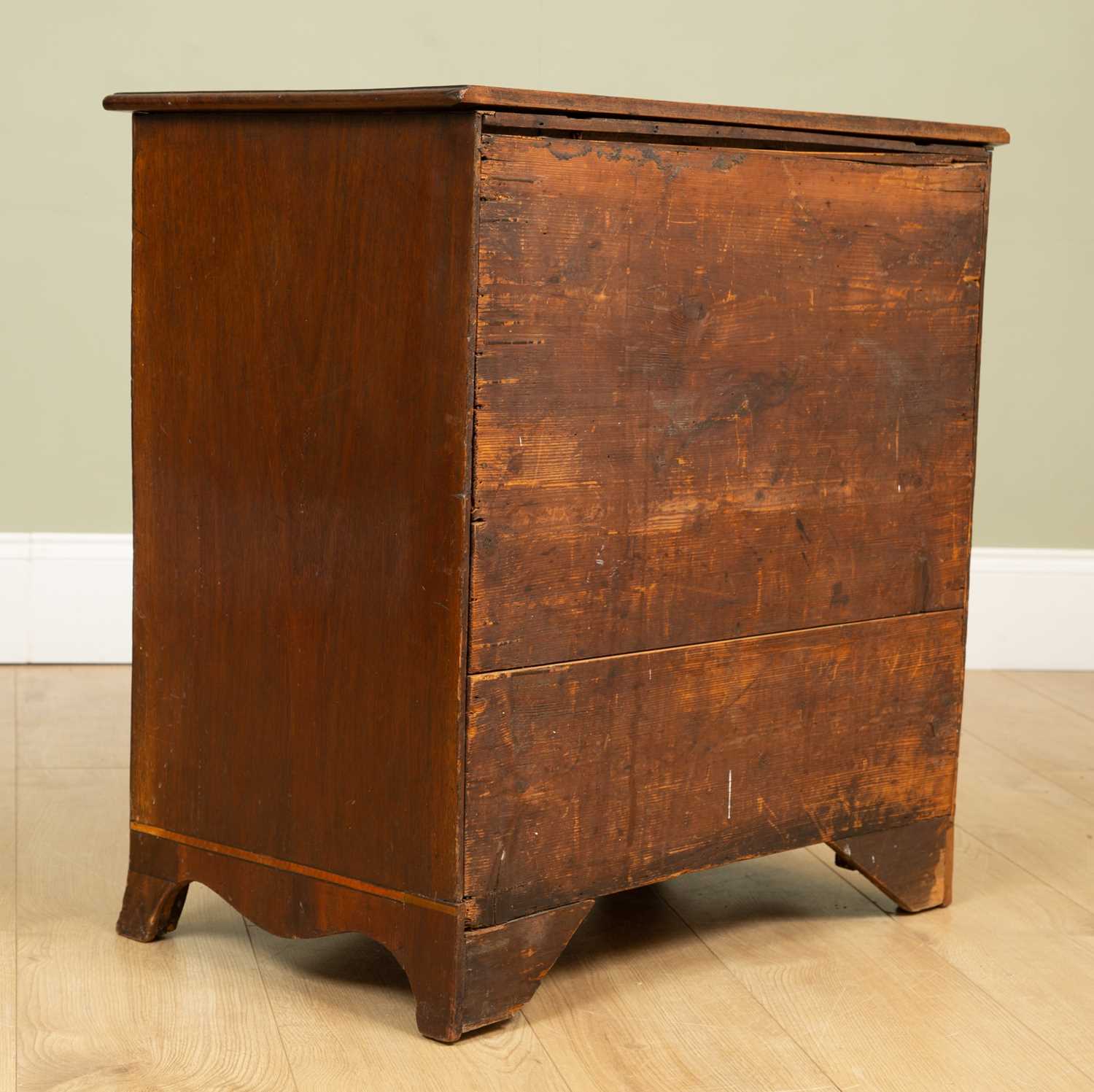 A small mahogany chest of four drawers on splayed bracket feet, 68.5cm wide x 42cm deep x 70cm highA - Image 3 of 4