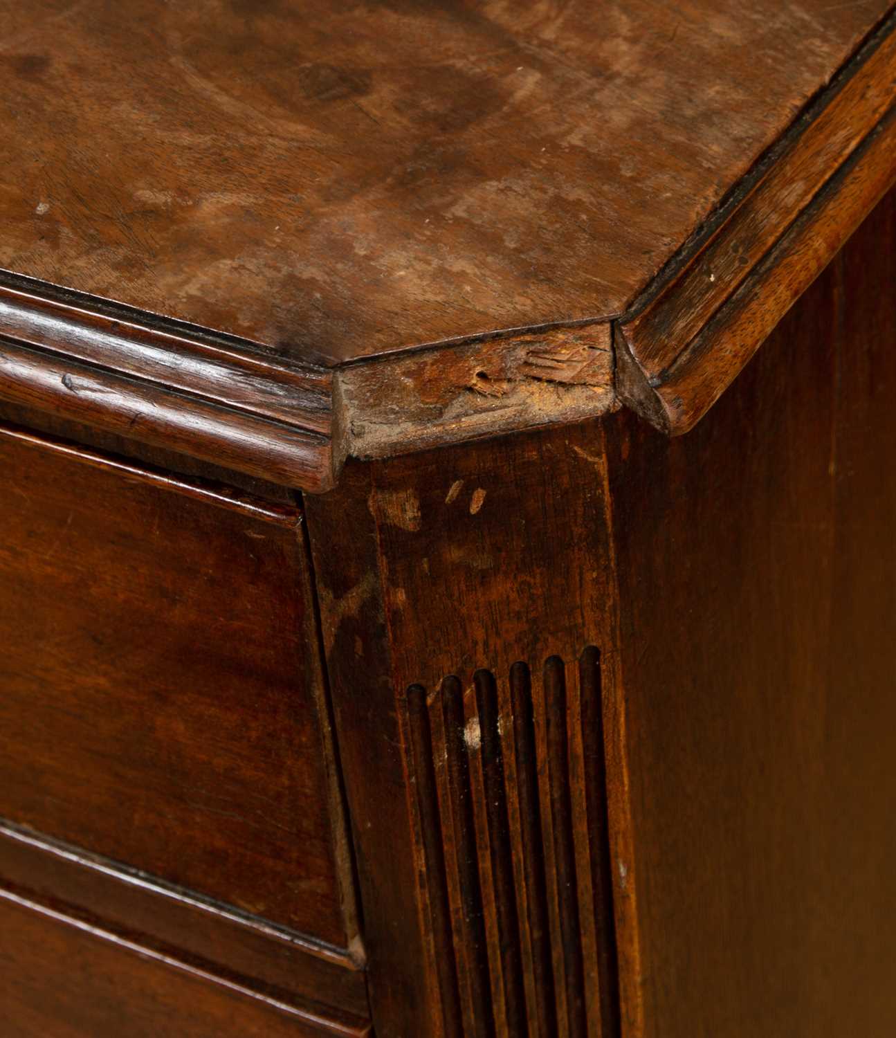 A George III mahogany chest of two short and three long drawers with brass swan neck handles and - Image 7 of 7