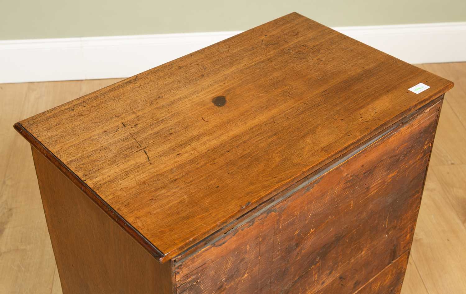 A small mahogany chest of four drawers on splayed bracket feet, 68.5cm wide x 42cm deep x 70cm highA - Image 4 of 4