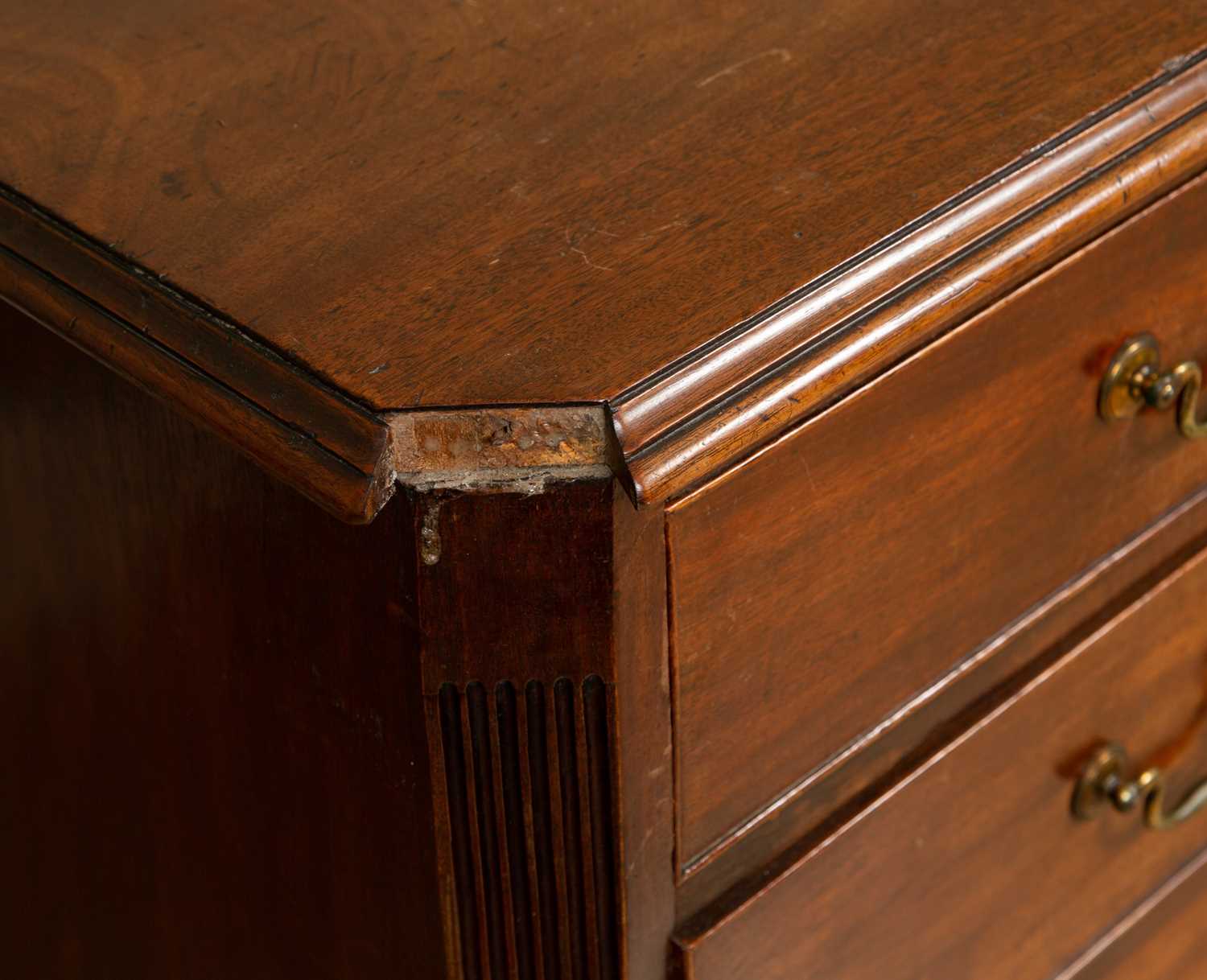 A George III mahogany chest of two short and three long drawers with brass swan neck handles and - Image 2 of 7