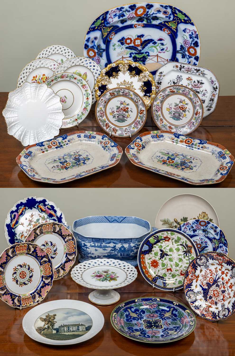 A collection of ceramics consisting mainly of plates to include examples by: Coalport; Derby;