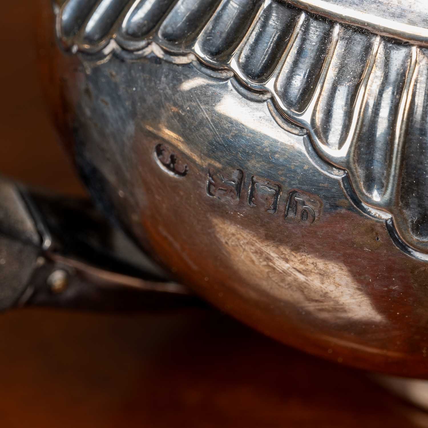 A silver dressing table tray, 29.2cm wide, a castor, a sweet meat dish on stand, and a silver - Image 5 of 5