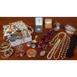 A collection of costume and paste jewellery to include cufflinks, beaded necklaces, bracelets