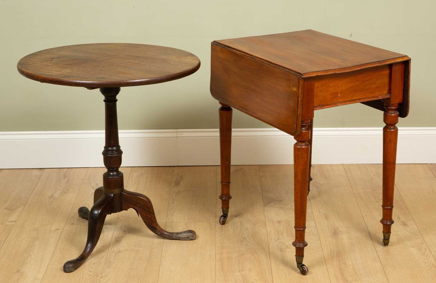 A George III mahogany tilt top table 61cm diameter x 68cm high; together with a Victorian mahogany - Image 2 of 5