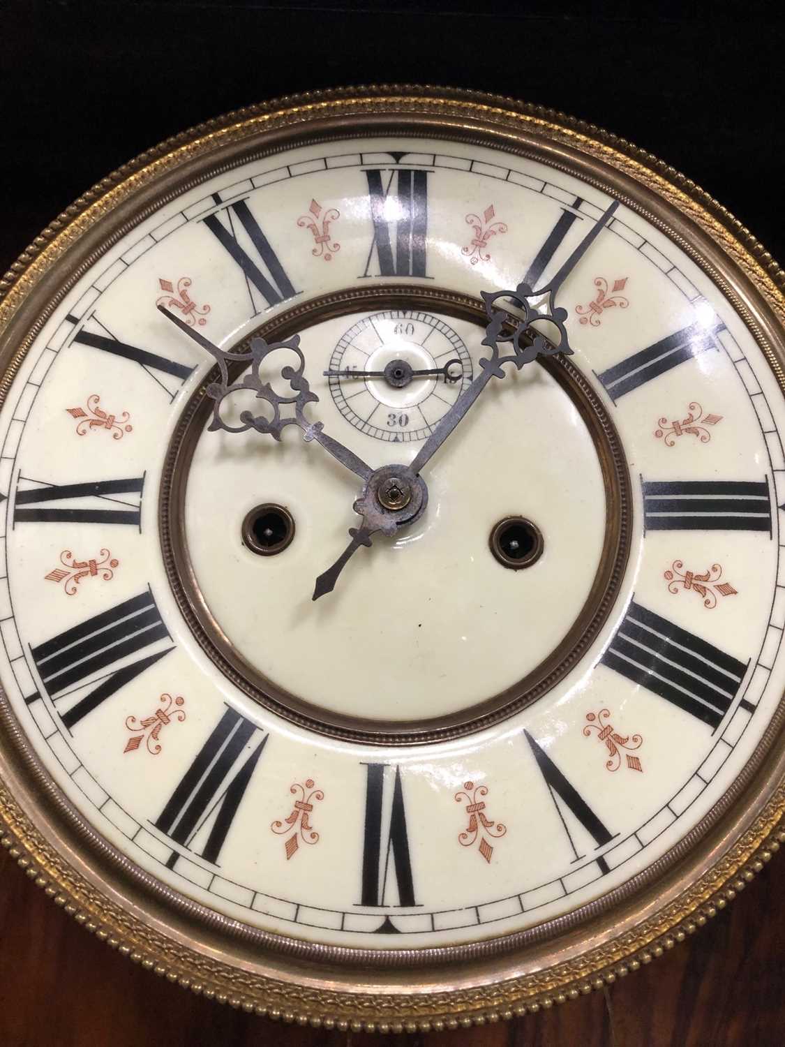 A Vienna regulator-type wall clock with two-part dial and horse crest, 52cm wide x approximately - Image 2 of 3