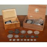 A collection of coins, Georgian and later to include two Victorian crowns, a George III shilling