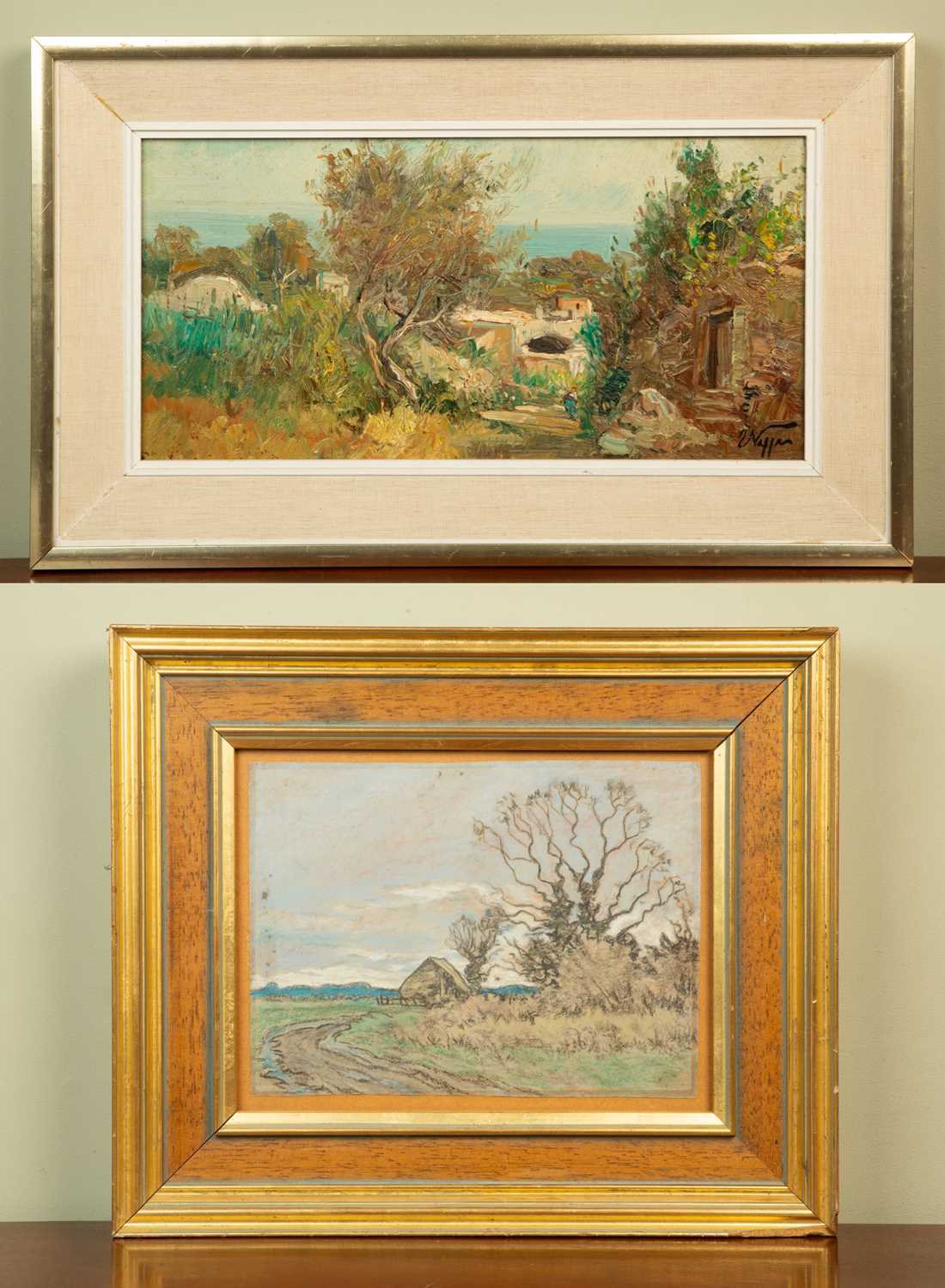 Ugo Nappa (20th Century) "A Country Scene, Sorrentine Peninsula", signed, oil on board, 18.5cm x