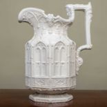 A Victorian Stoneware gothic designed jug by Charles Meigh, impressed mark beneath and dated March