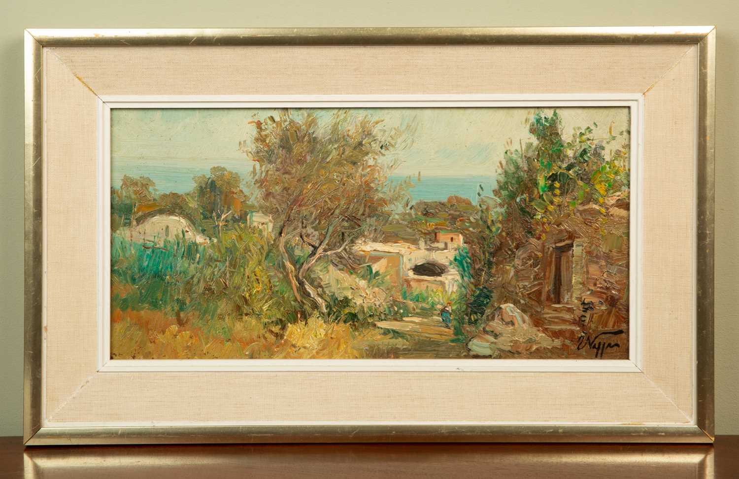 Ugo Nappa (20th Century) "A Country Scene, Sorrentine Peninsula", signed, oil on board, 18.5cm x - Image 3 of 5