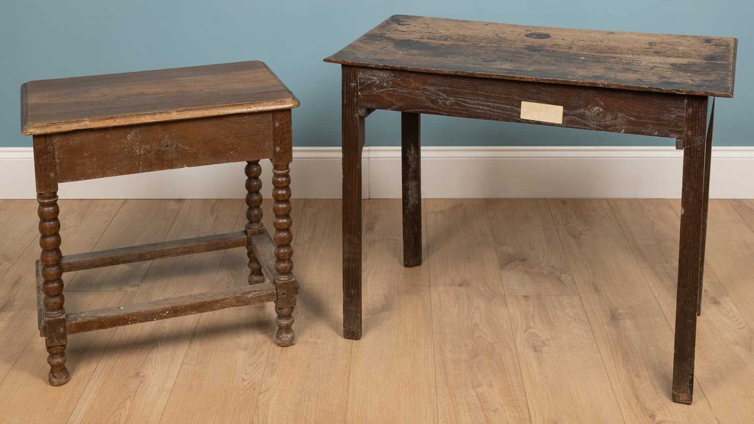 A George III mahogany bureau the fall front enclosing a fitted interior with drawers and pigeon - Image 10 of 12