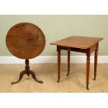 A George III mahogany tilt top table 61cm diameter x 68cm high; together with a Victorian mahogany