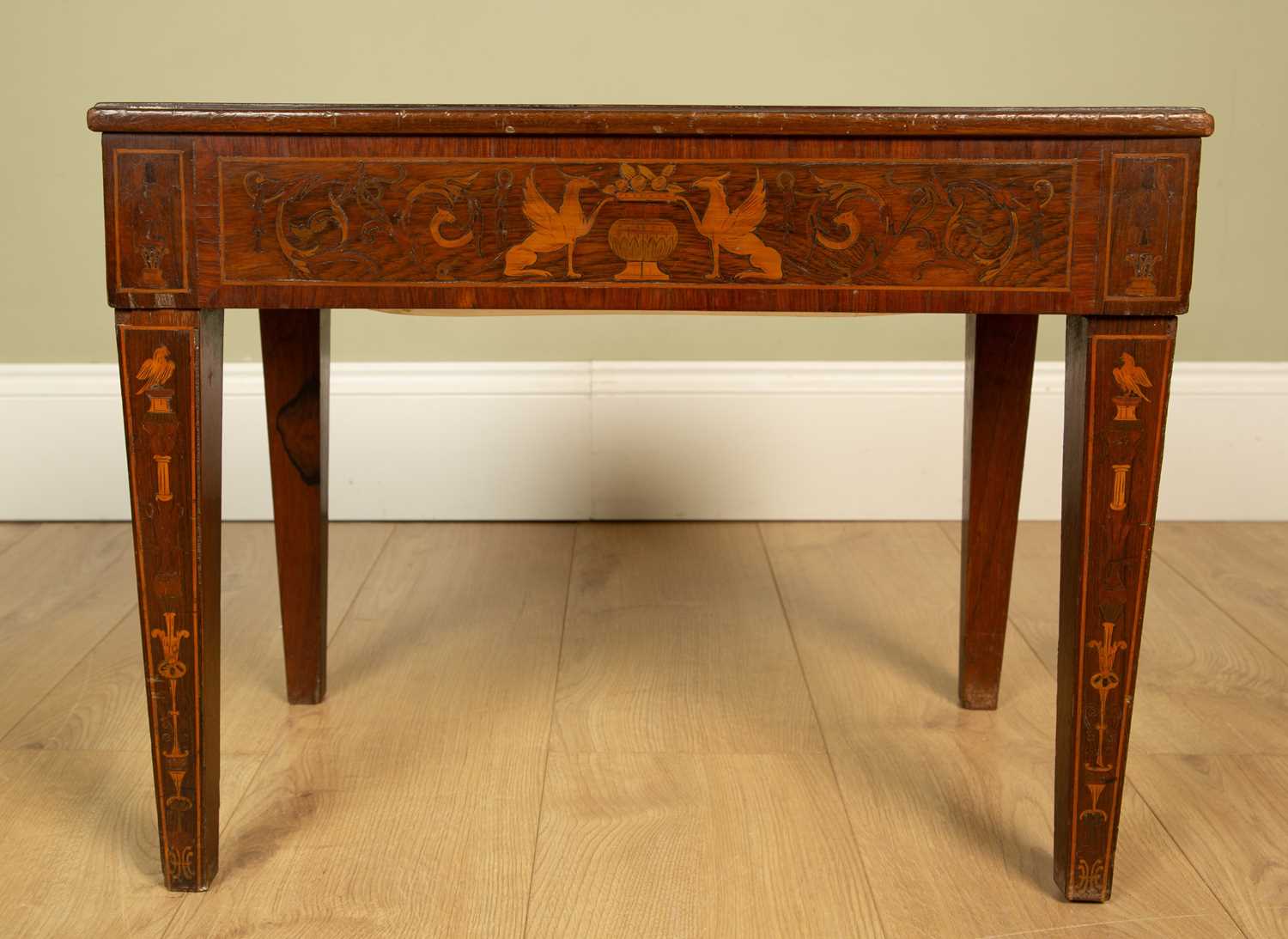A 19th century continental rosewood and decoratively inlaid bidet stool with floral inlay to the - Image 2 of 5