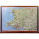 A vacuum-formed map of Wales prepared by the Cartographic Department of the Clarendon Press,