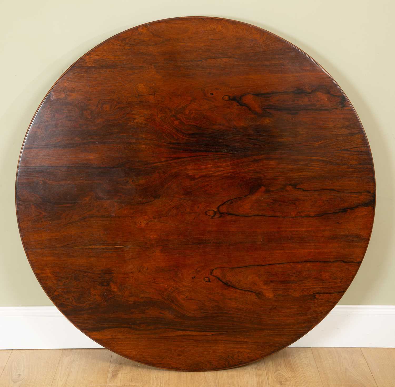 A Victorian rosewood circular tilt-top breakfast table with octagonal central column support and - Image 3 of 4