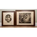 Two antiquarian engravings one by Henrietta Rae, 'Apollo and Daphne', Arlington Proof blind stamp
