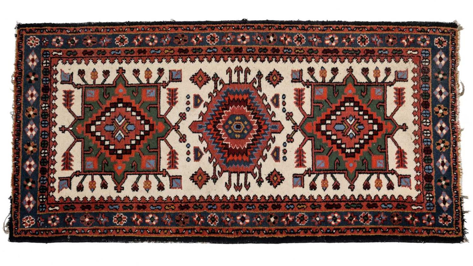 A small Turkey red ground rug together with a group of four further modern Oriental rugs (5)The - Image 2 of 11