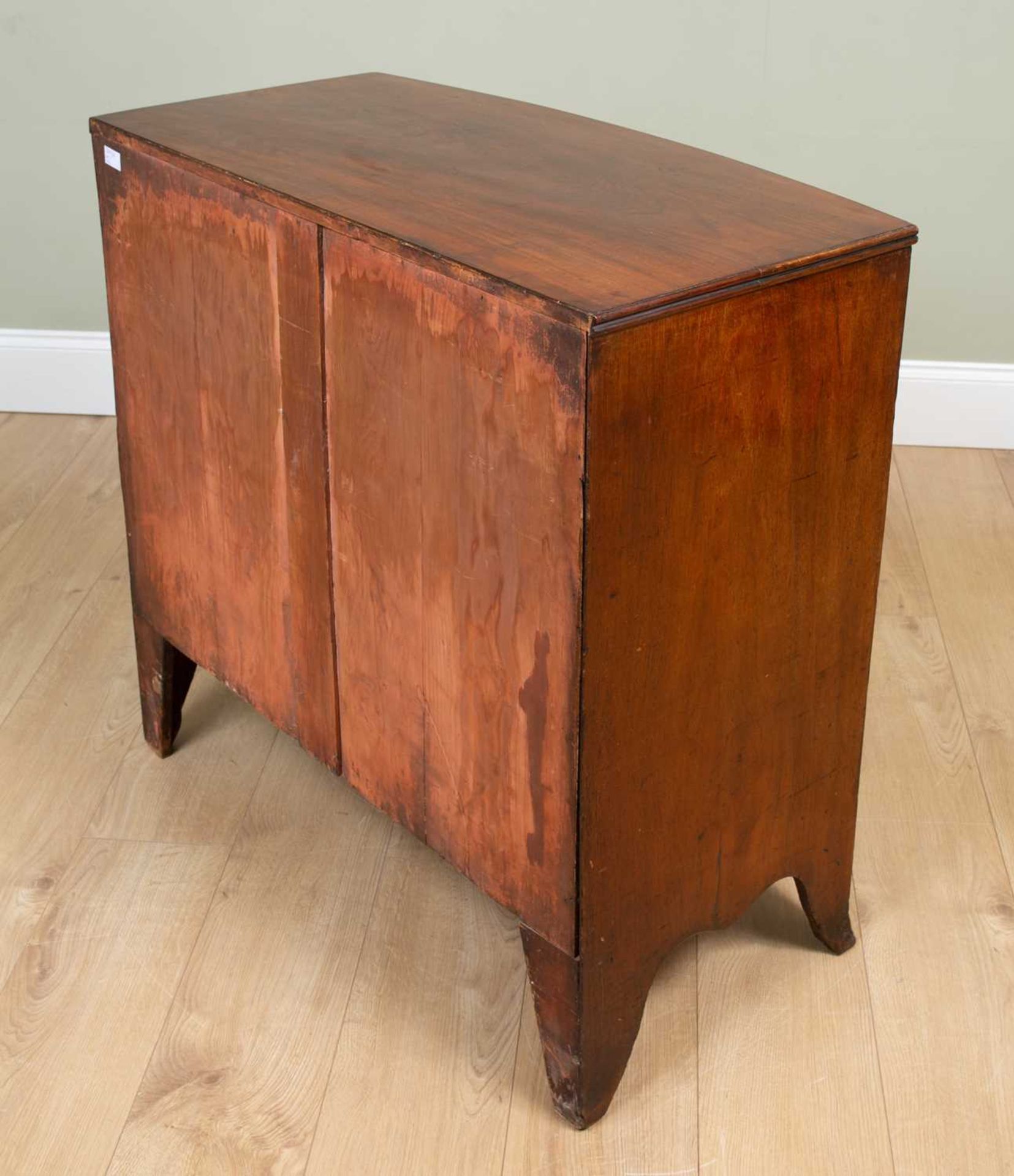 Two similar 19th century mahogany bow fronted chests of two short and two long drawers with splaying - Image 4 of 9