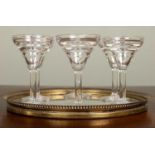 A set of six moulded cocktail glasses of Art Deco style, 8.5cm diameter x 14.5cm high; complete with