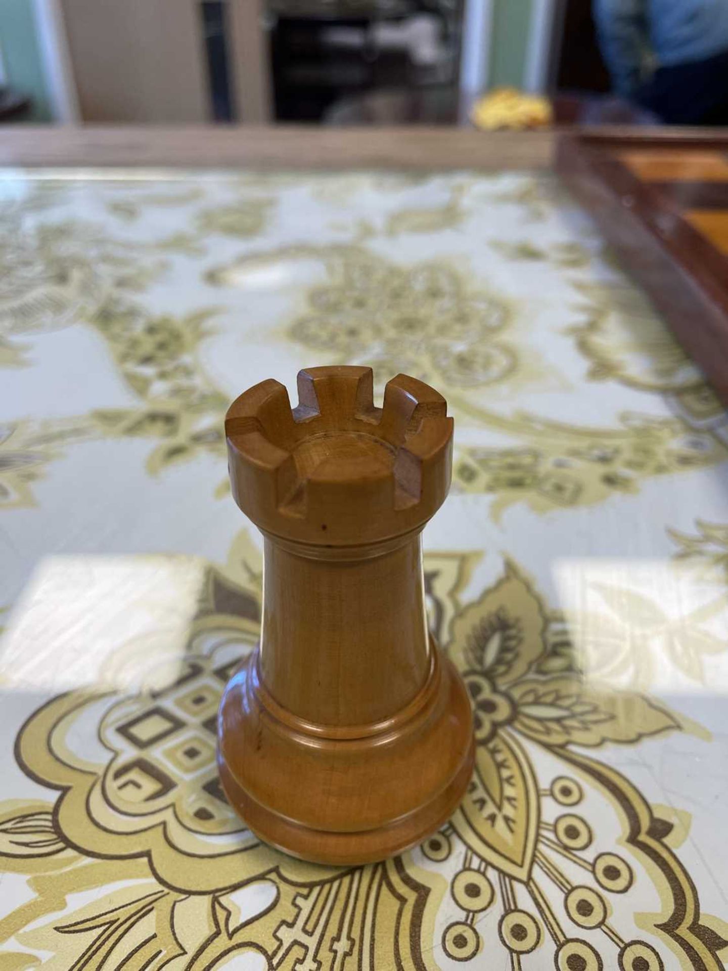 A Staunton club size chess set by Jaques of London, boxwood and ebony, together with the box and a - Image 16 of 20